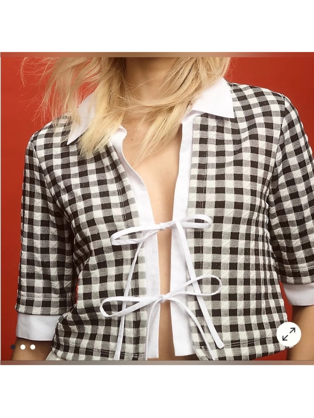 Anthropologie Maeve gingham tie front top